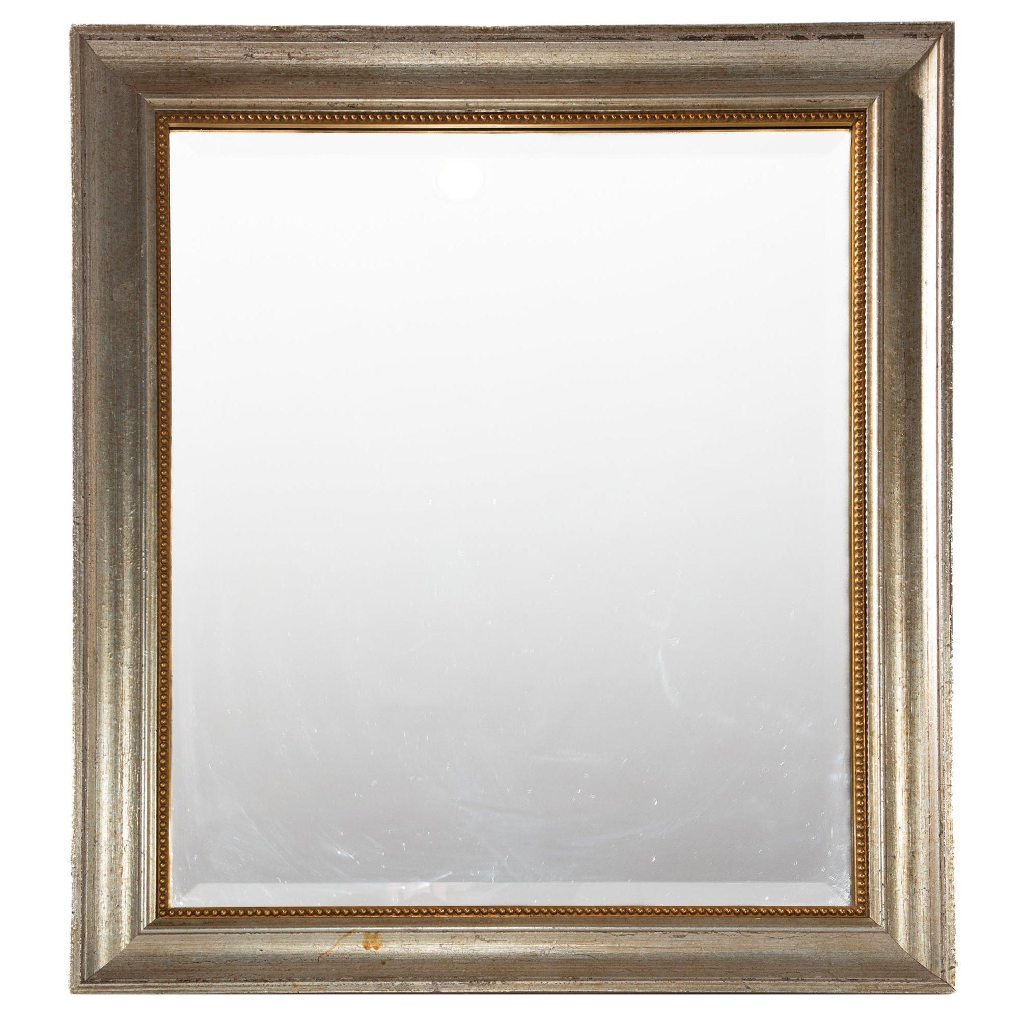 Gran Espejo de Pared Hoja de Plata con Filete de Cuentas