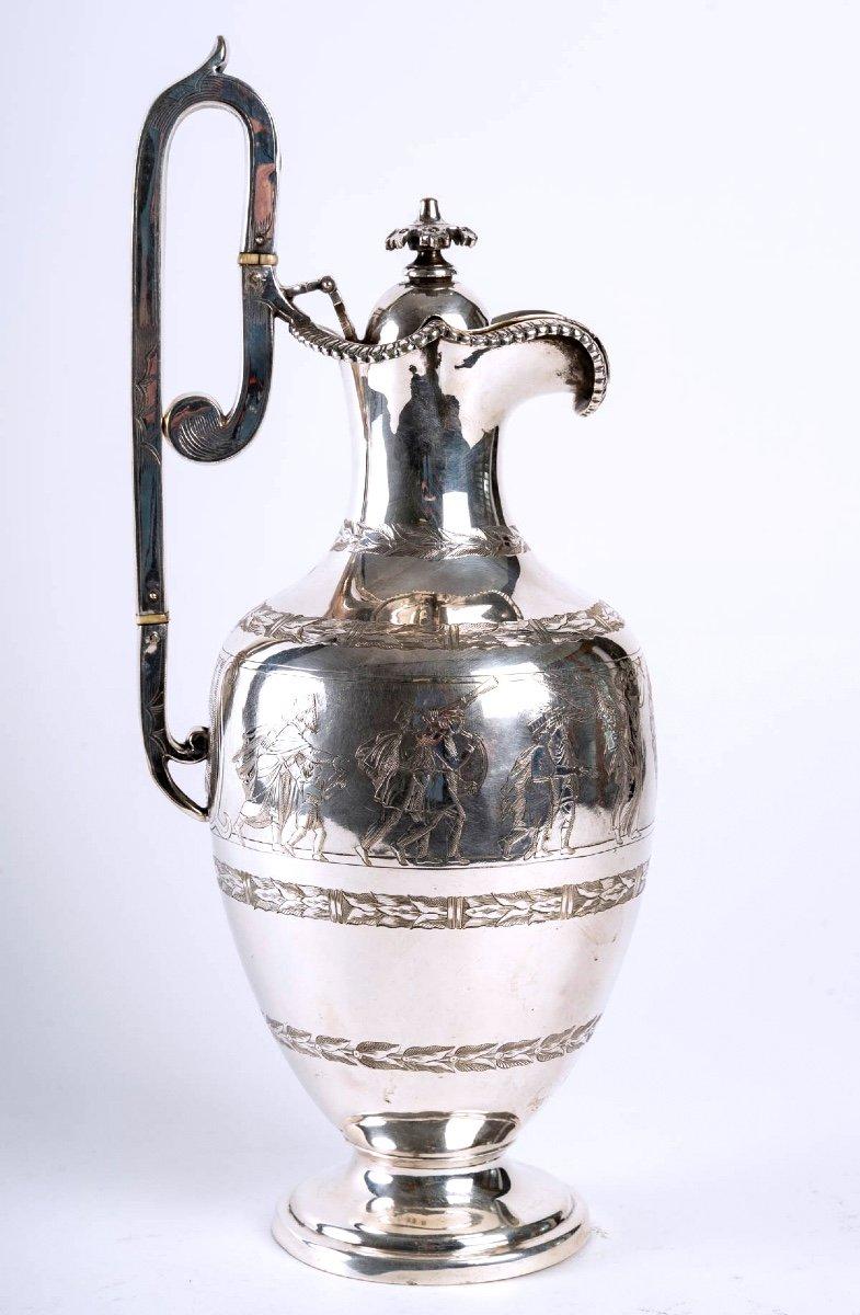 Large Silver Metal Ewer, Period: Empire In Good Condition For Sale In CRÉTEIL, FR