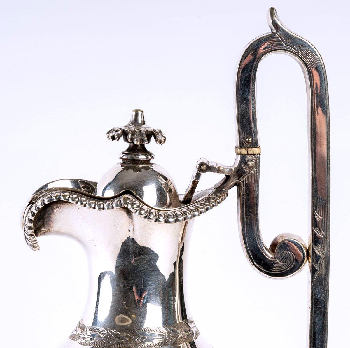 19th Century Large Silver Metal Ewer, Period: Empire For Sale
