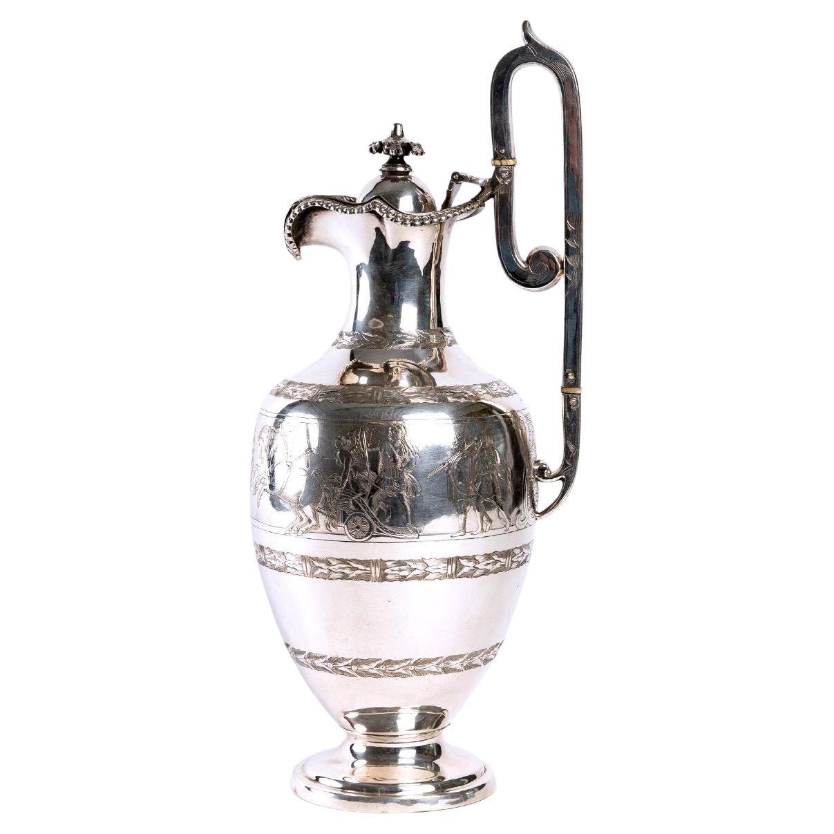 Large Silver Metal Ewer, Period: Empire For Sale