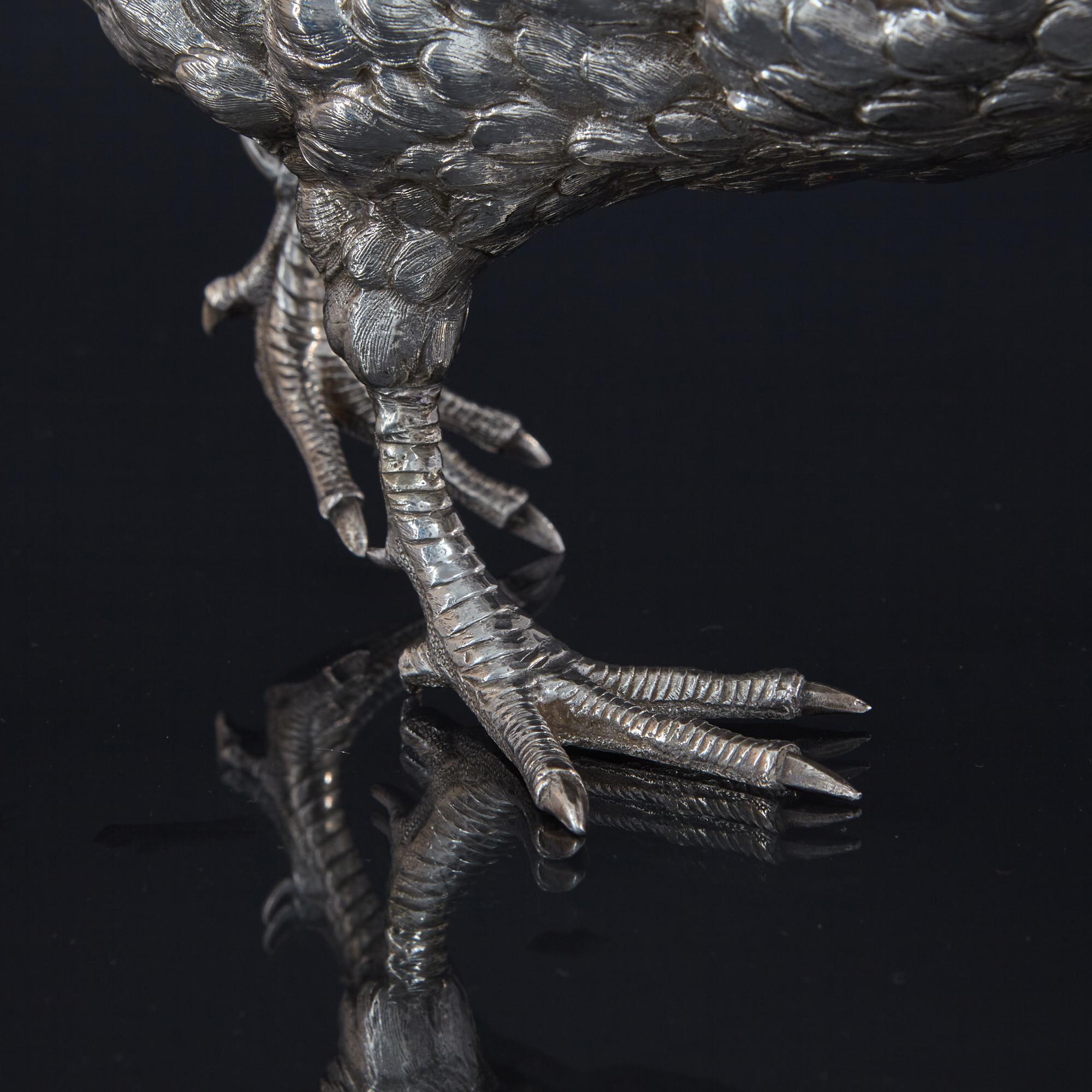 Large Silver Model of a Pheasant For Sale 7