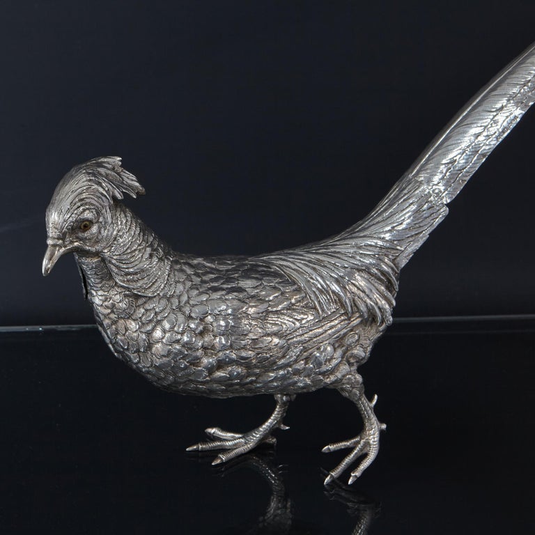 Large Silver Model of a Pheasant In Good Condition For Sale In London, GB