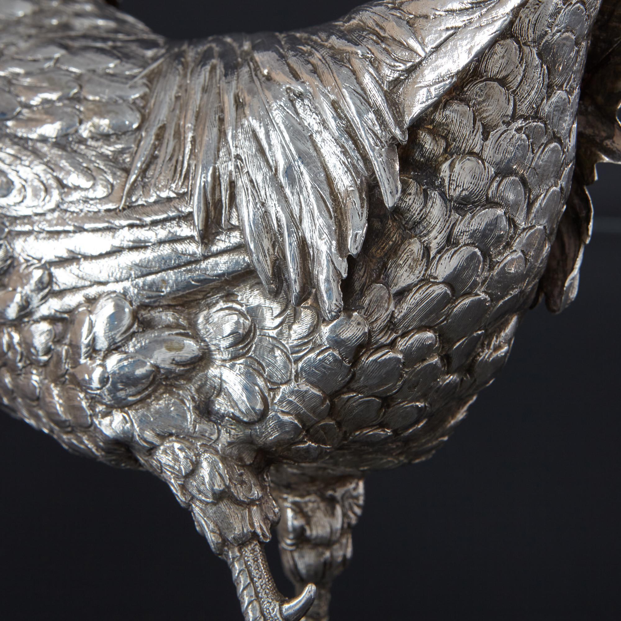 Large Silver Model of a Pheasant In Good Condition For Sale In London, GB