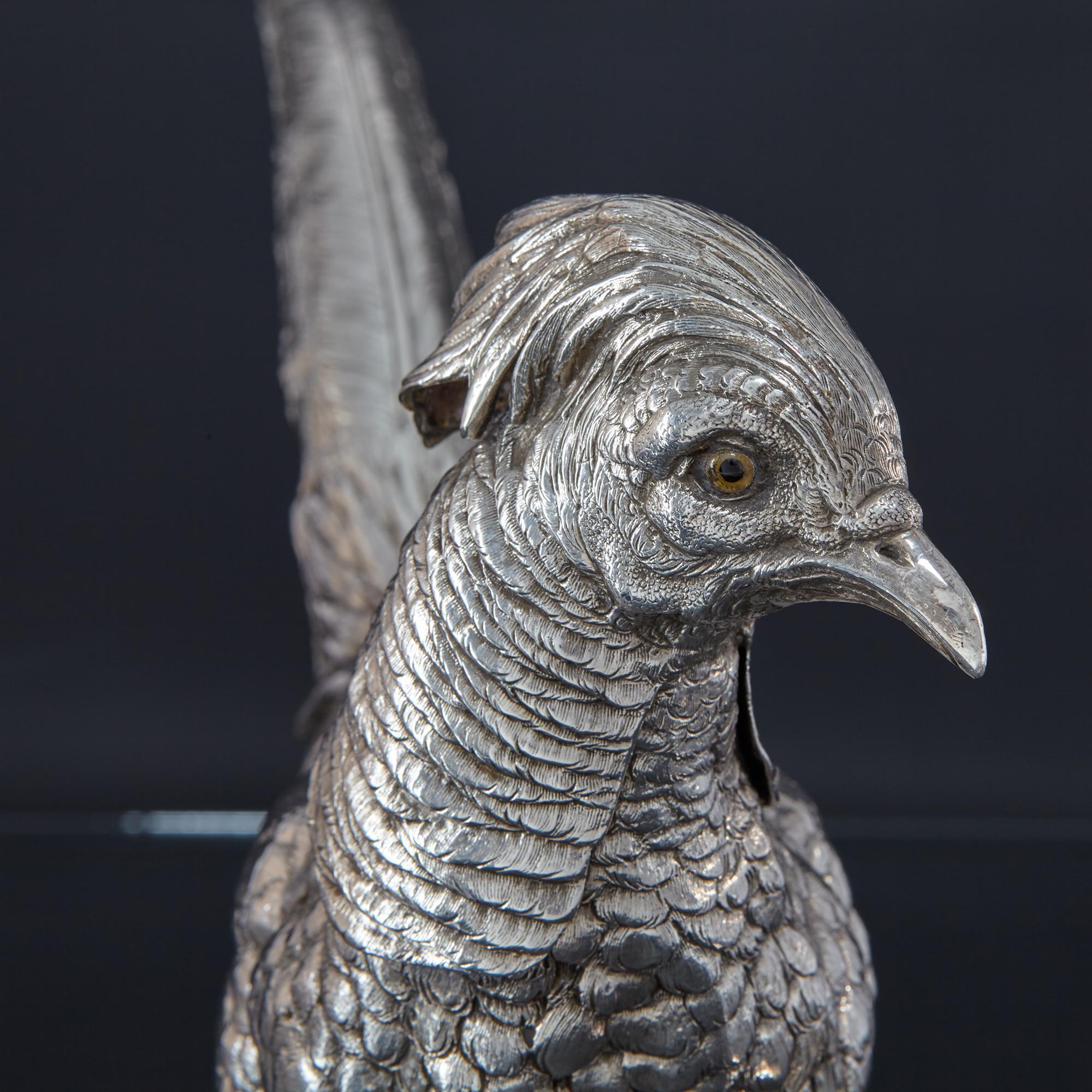 20th Century Large Silver Model of a Pheasant For Sale