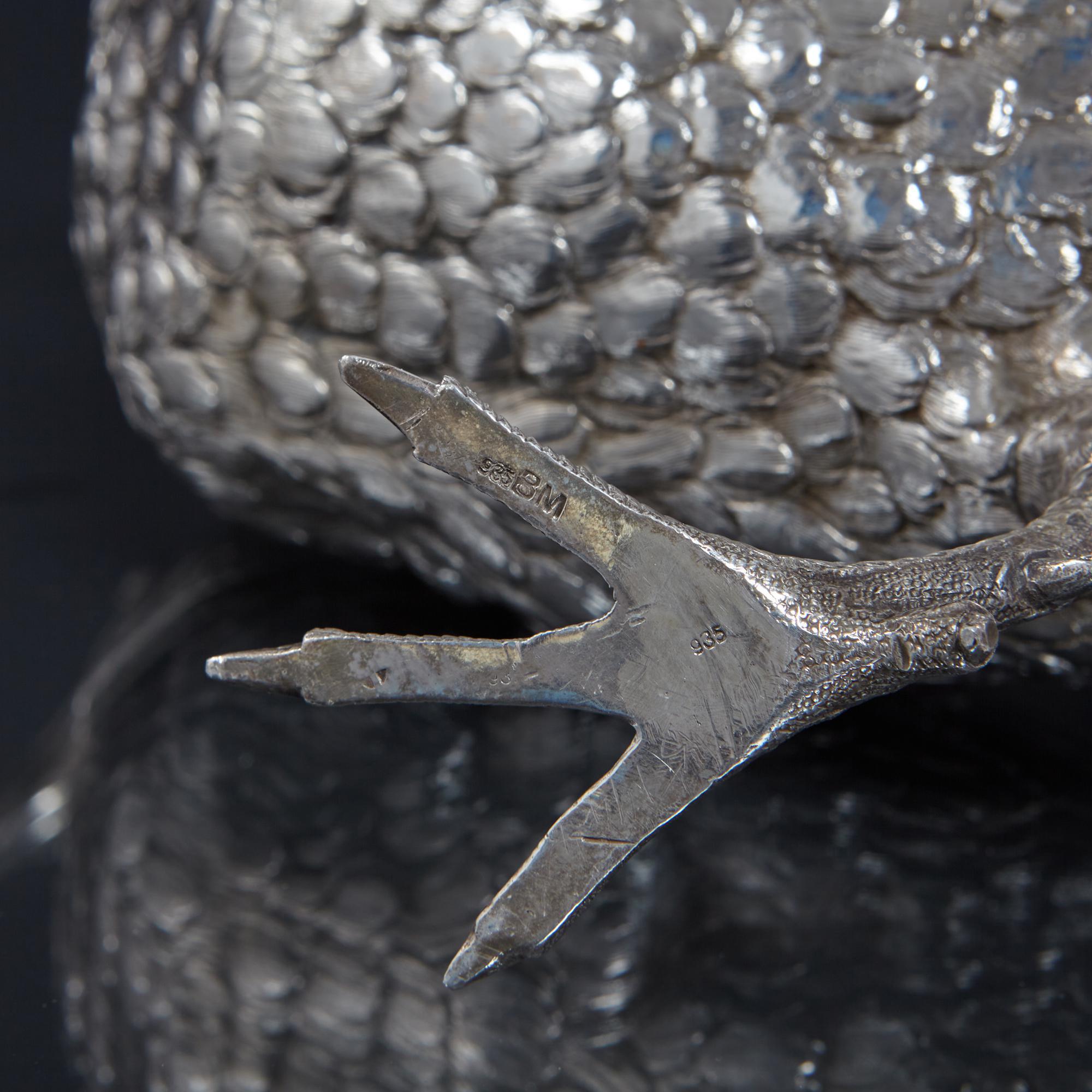 Large Silver Model of a Pheasant For Sale 1