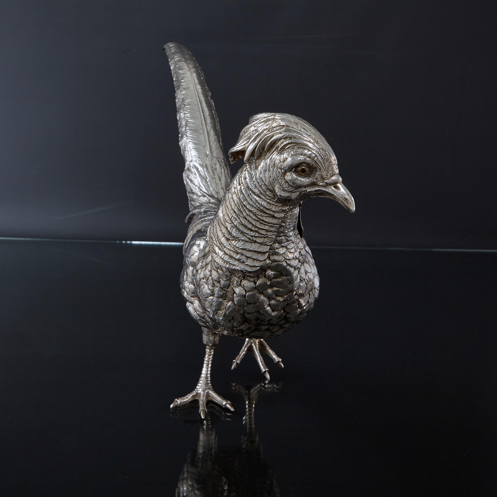 Large Silver Model of a Pheasant For Sale 2