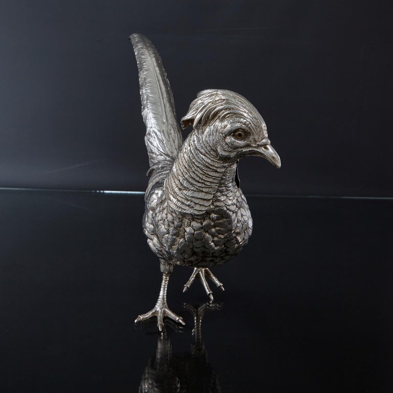 Large Silver Model of a Pheasant For Sale 3