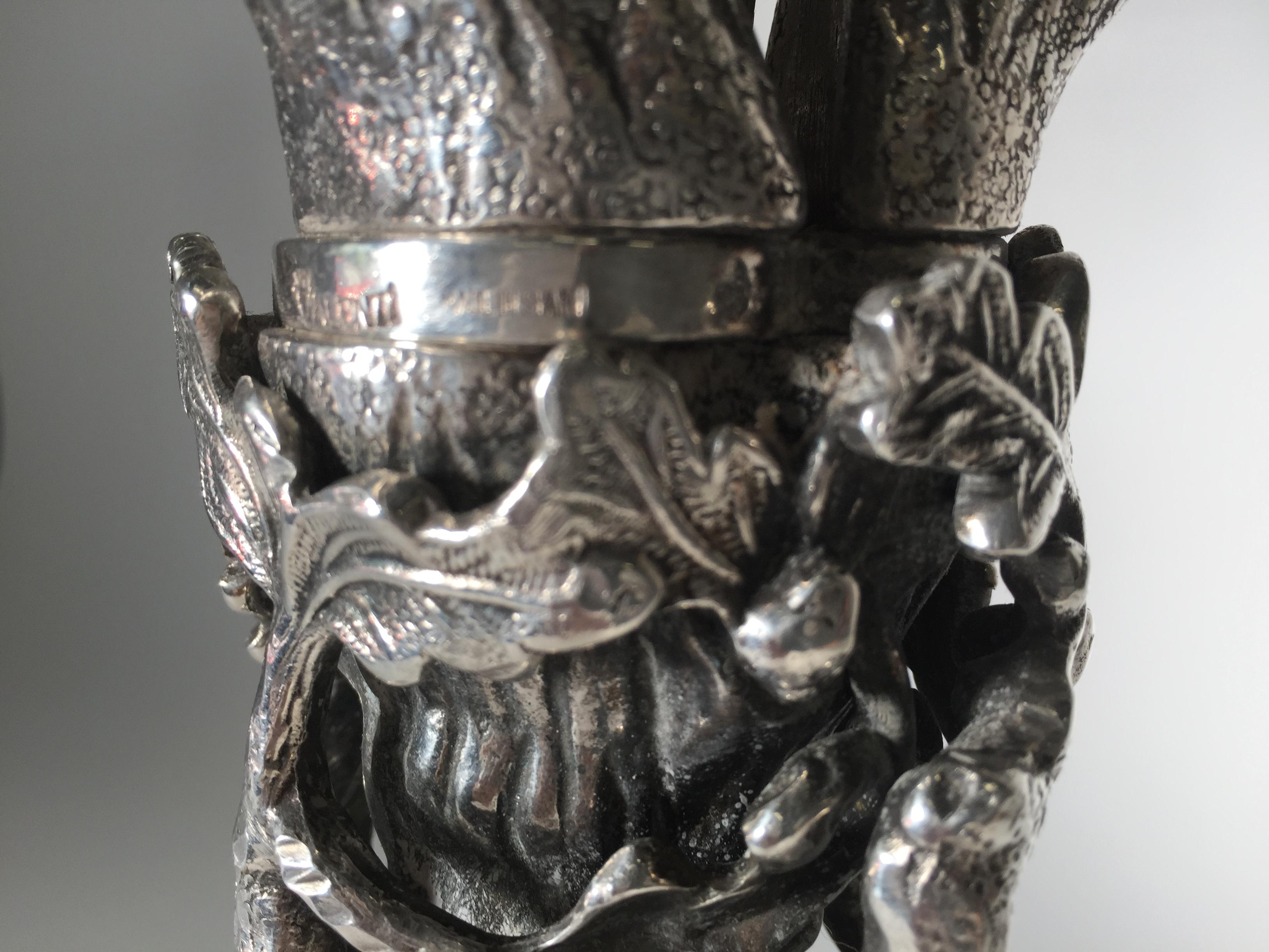 Large Silver over Bronze Sporting Dog Candelabra 6