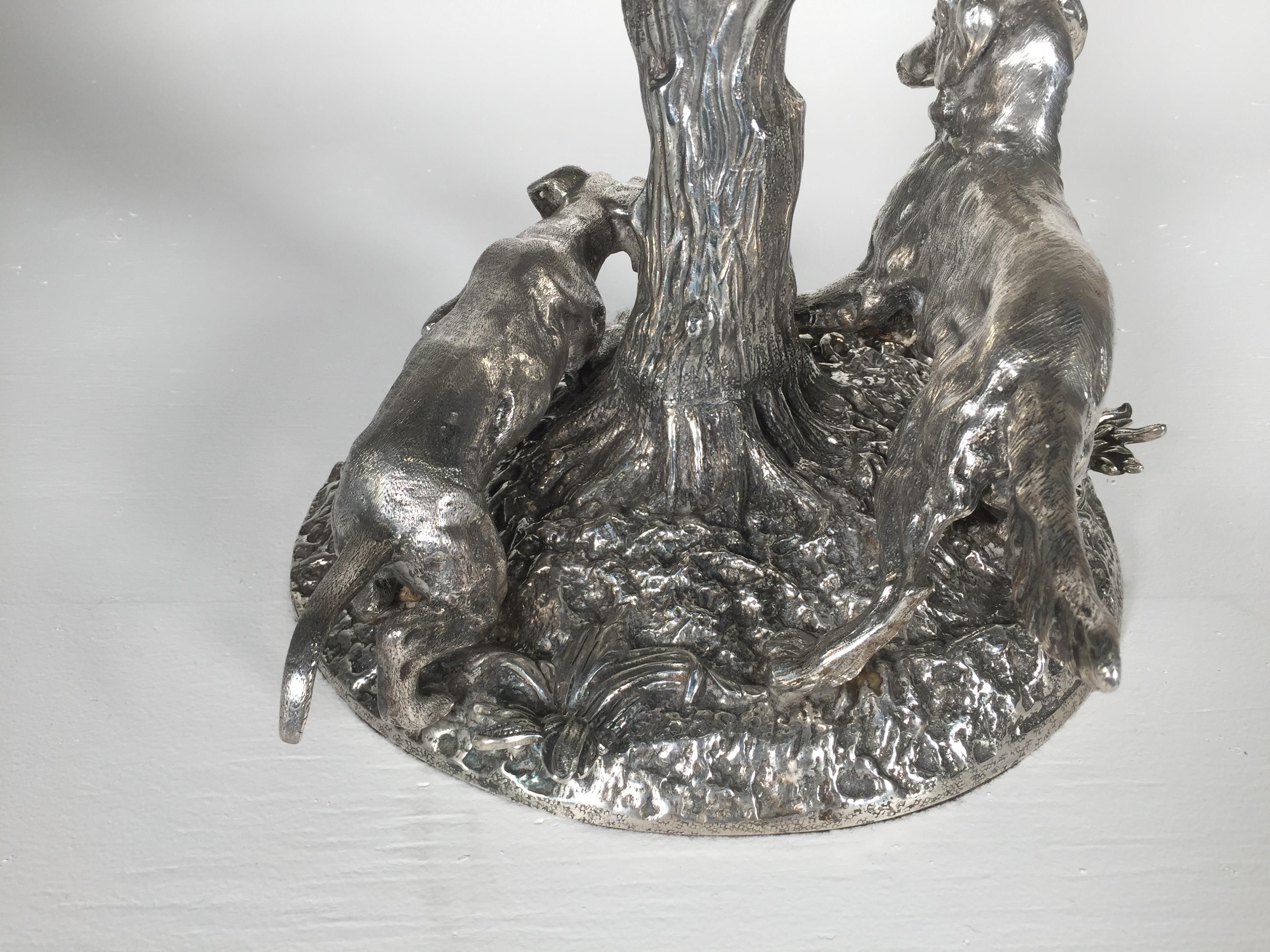 Mid-20th Century Large Silver over Bronze Sporting Dog Candelabra