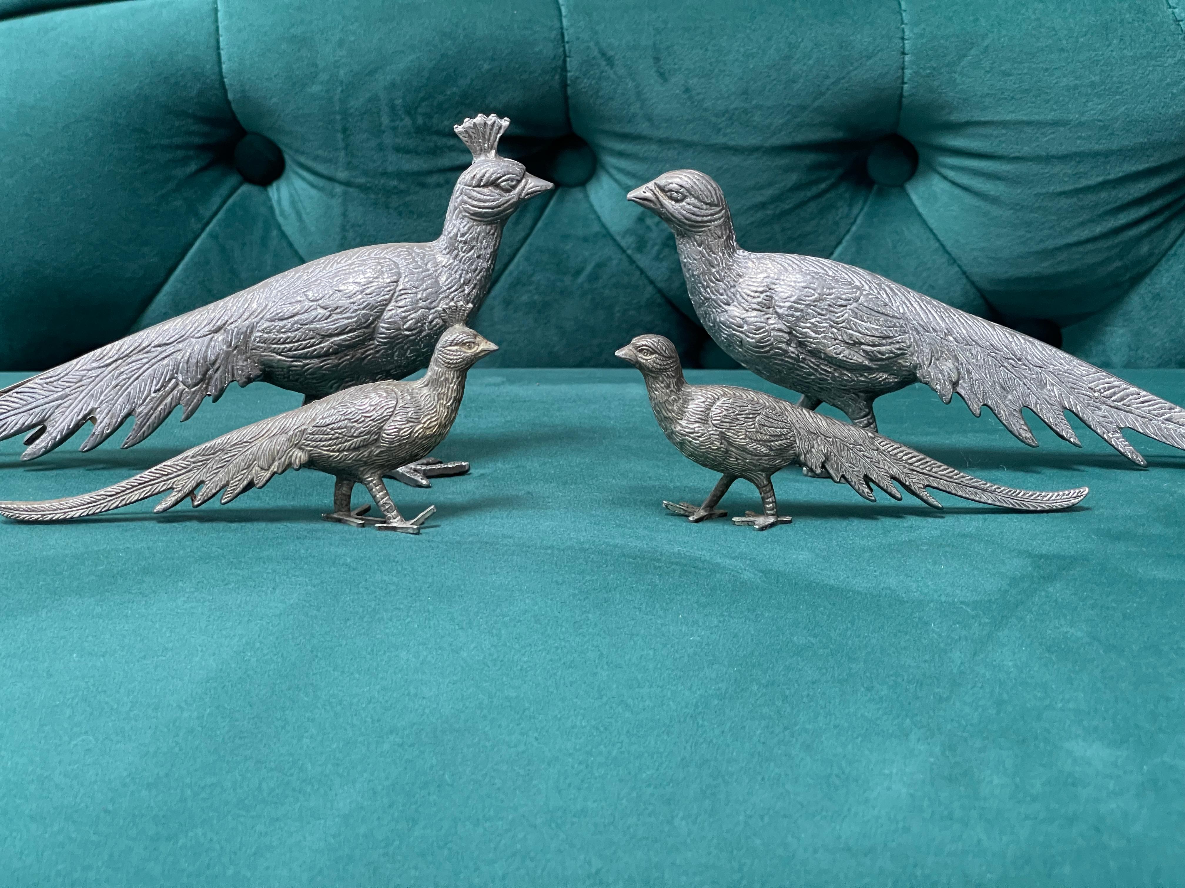 Large Silver Peacock Stand,  Antique Pair of Decoration Object Home Decor Bird For Sale 1