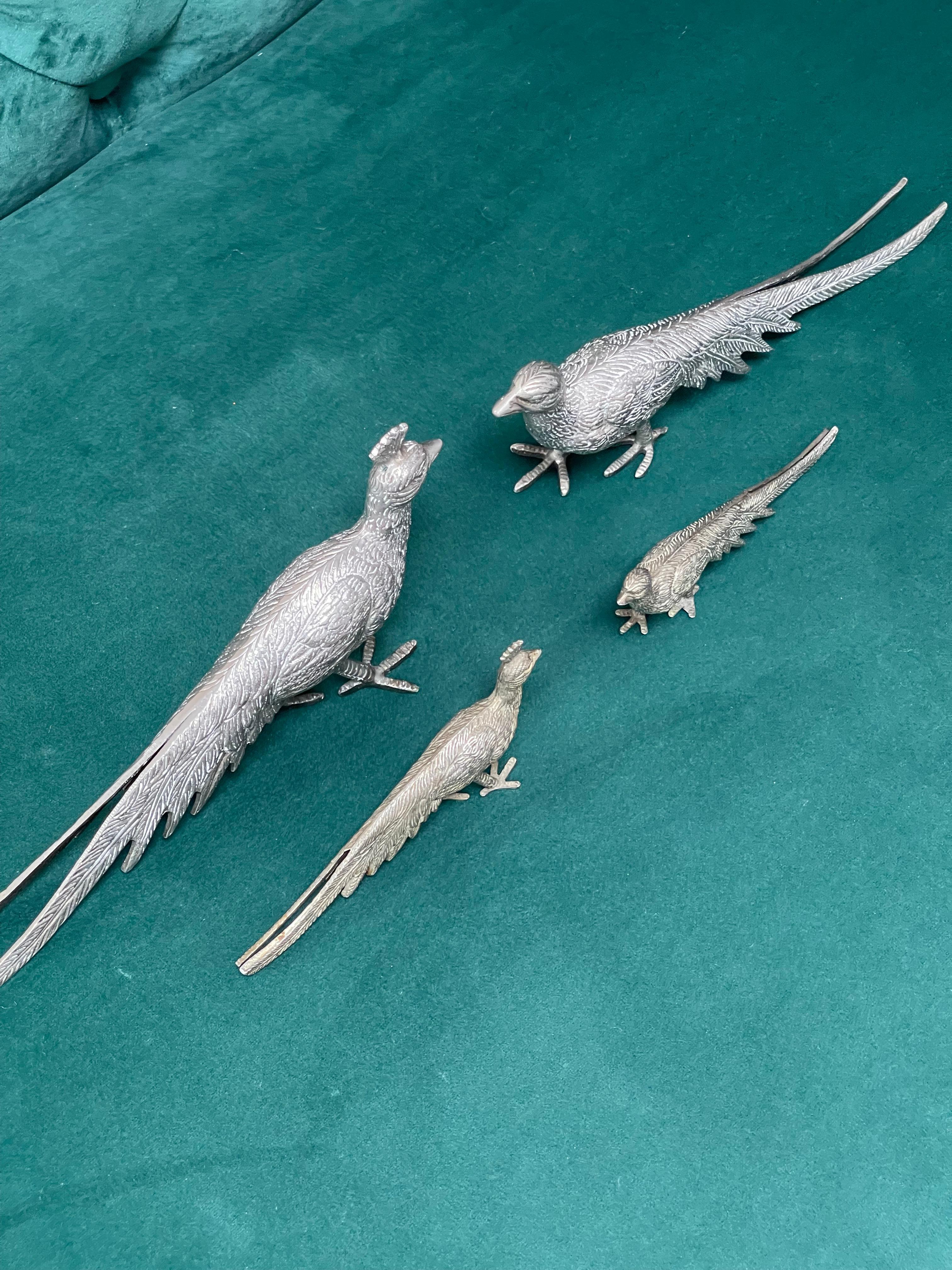 Large Silver Peacock Stand,  Antique Pair of Decoration Object Home Decor Bird For Sale 2
