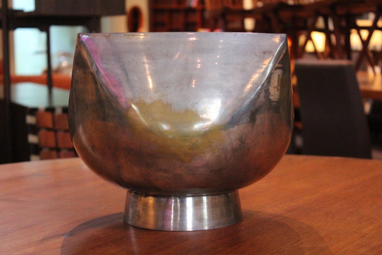 Late 20th Century Large Silver Plate Bowl by Ward Bennett For Sale