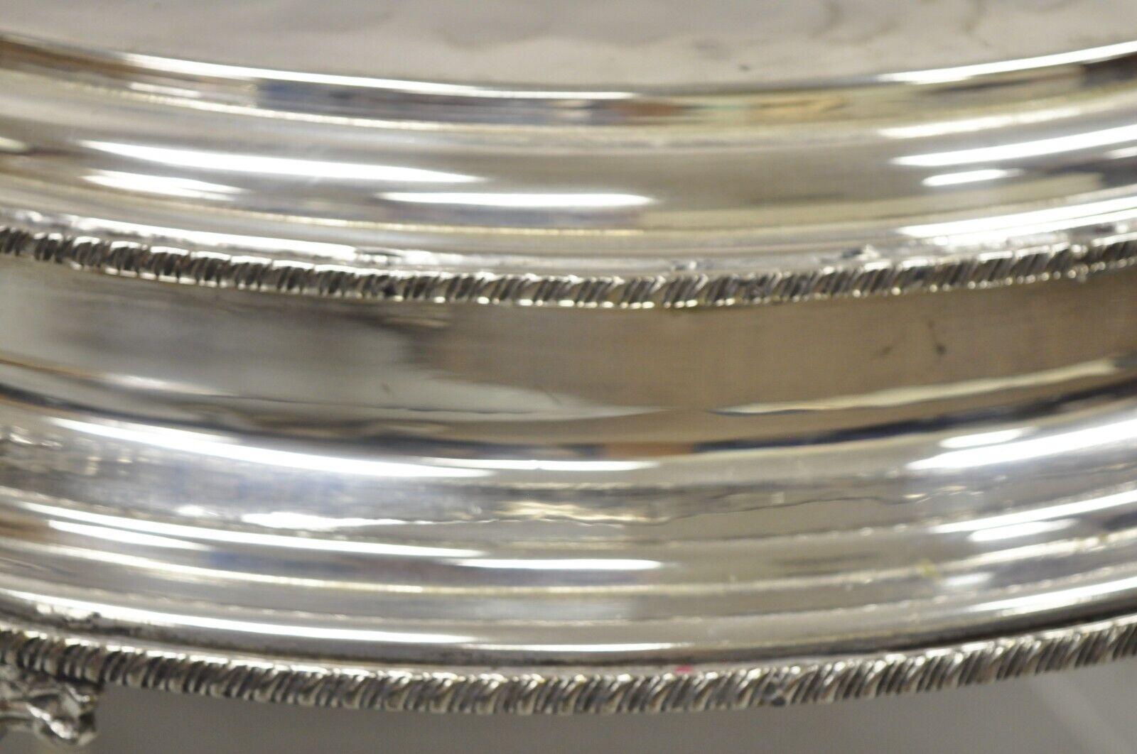 20th Century Large Silver Plate Regency Style Round Platform Platter Pedestal Tray For Sale