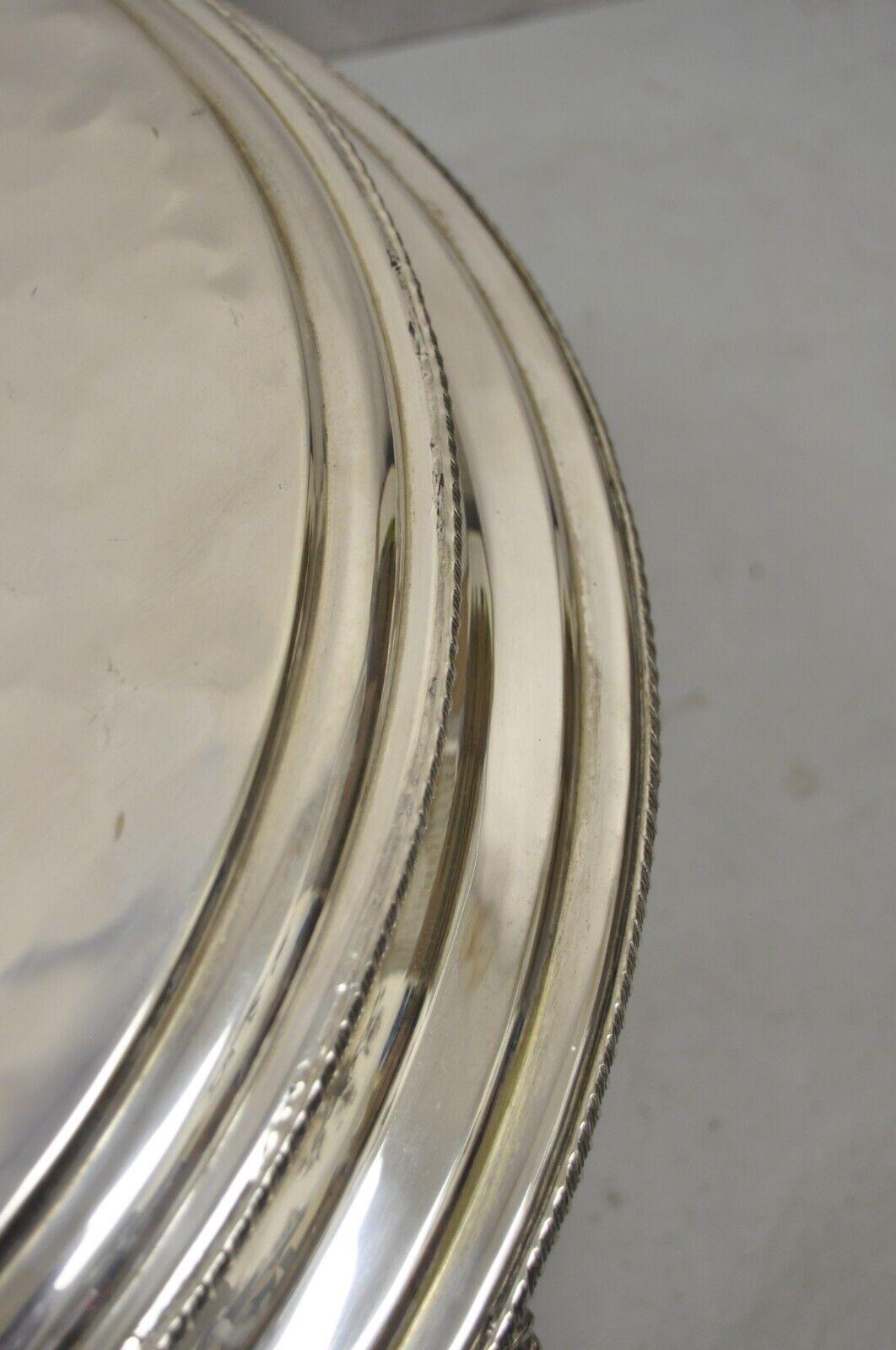 Large Silver Plate Regency Style Round Platform Platter Pedestal Tray For Sale 3