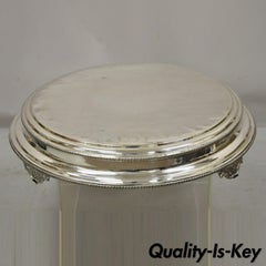 Retro Large Silver Plate Regency Style Round Platform Platter Pedestal Tray