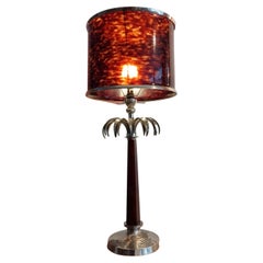 Retro Large Silver Plated and Faux Tortoiseshell Lamp