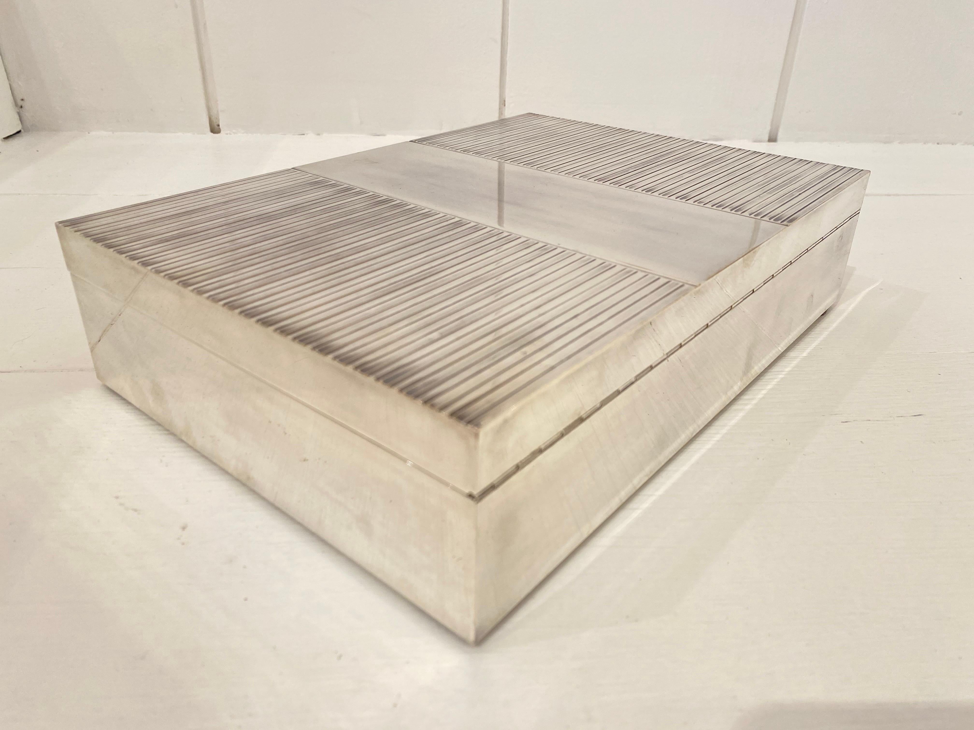Large Silver Plated Art Deco Box Signed by Puiforcat 2