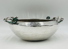 Large Silver-Plated Bowl With Frogs Handles by Emilia Castillo, Mexico 21st Cent
