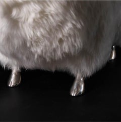 Large silver plated brass and wool « sheep » sculpture