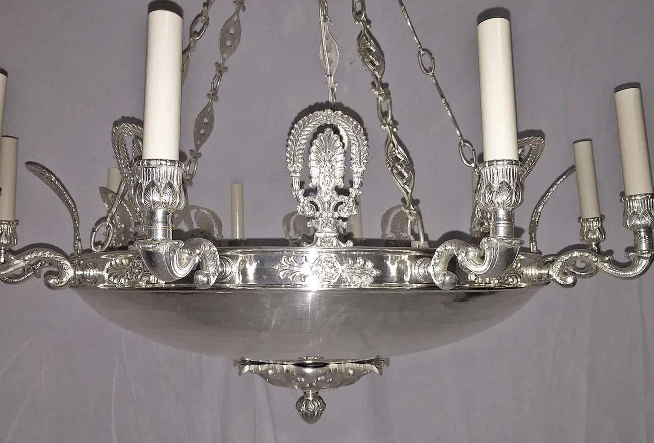 Large Silver Plated Chandelier In Good Condition For Sale In New York, NY