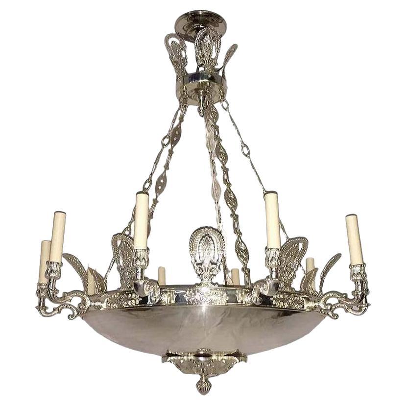 Large Silver Plated Chandelier For Sale