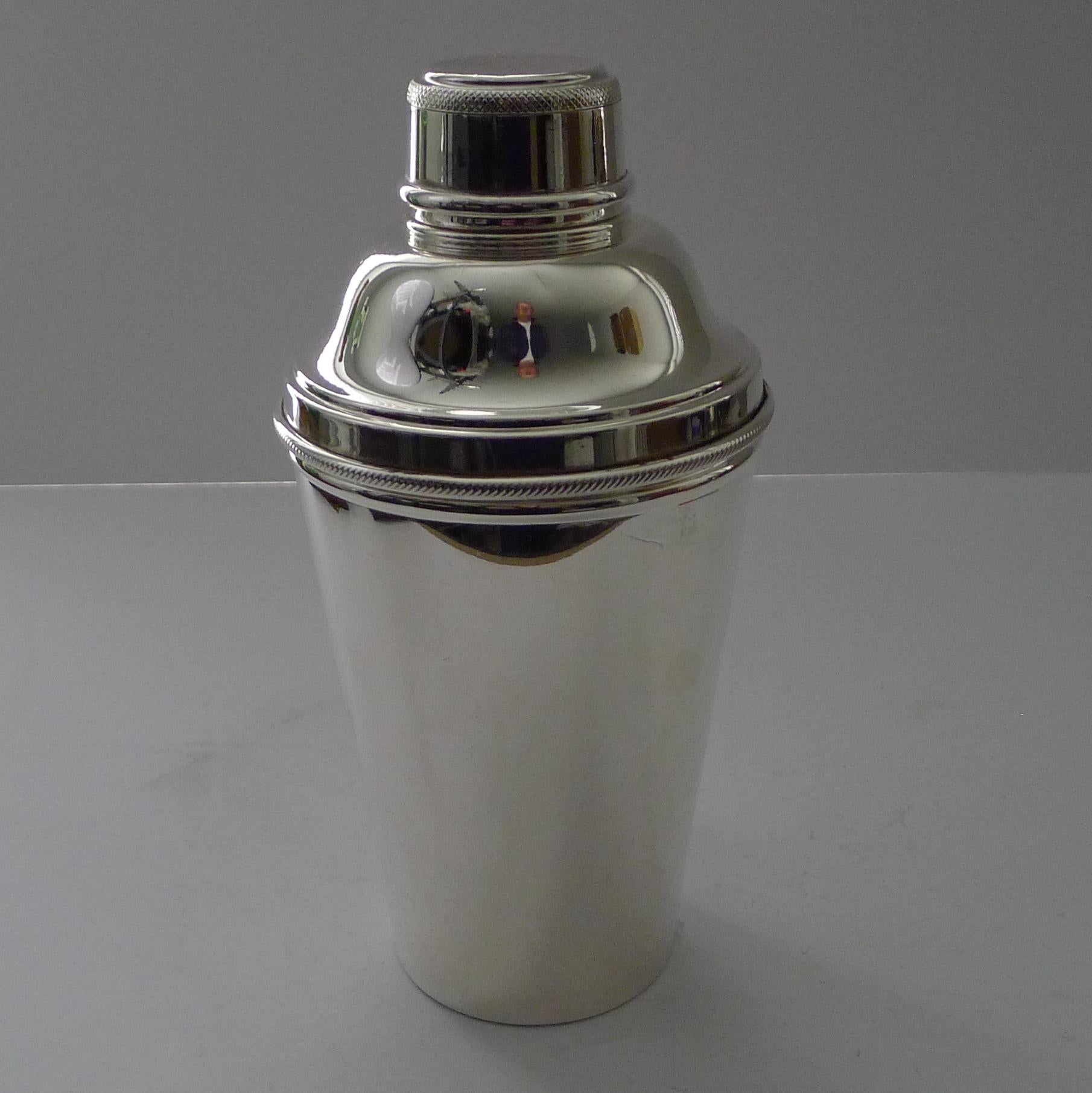 Example Shakers Large Silver Plated Cocktail Shaker with Integral Lemon Squeezer at 1stDibs