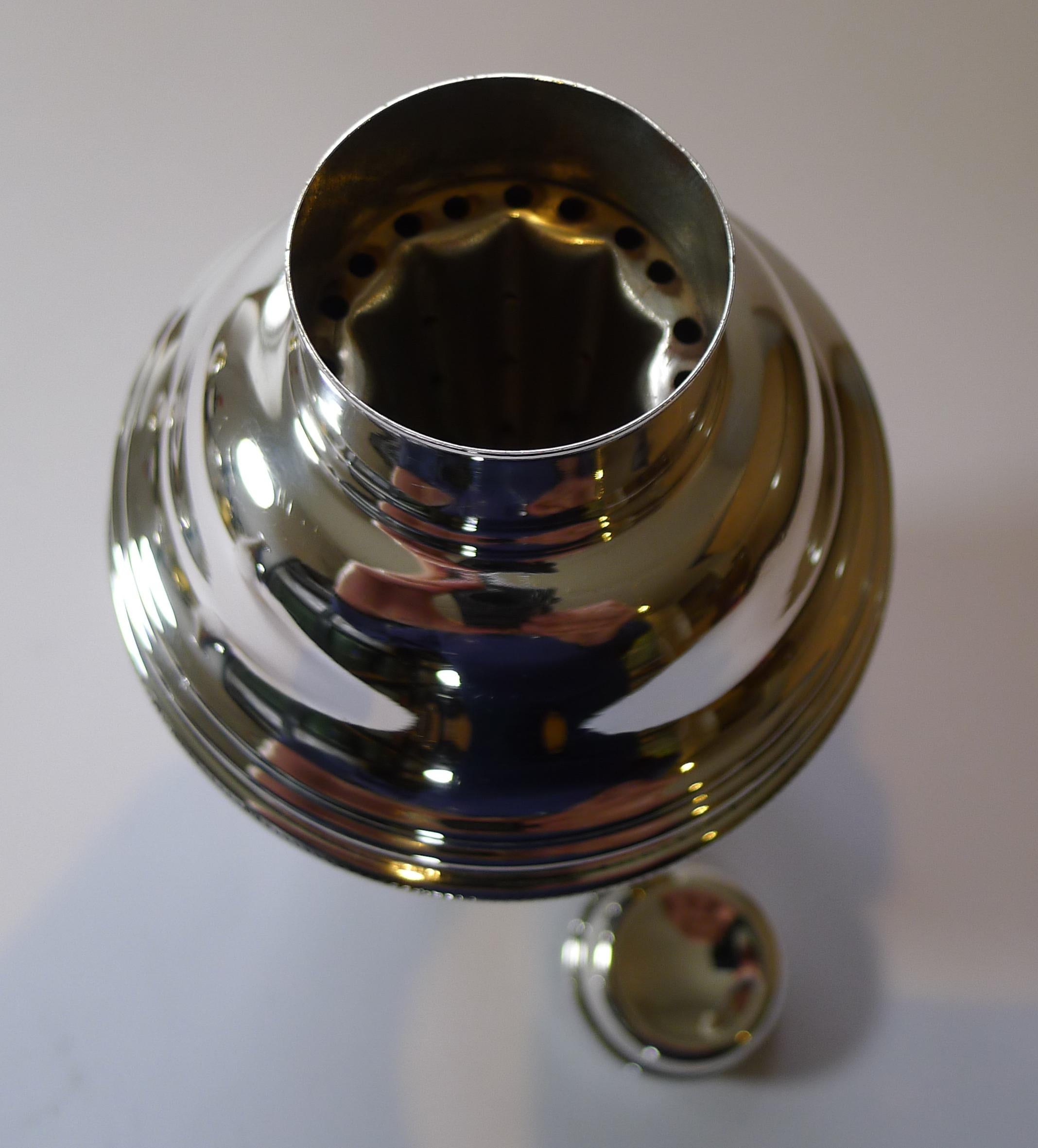 Large Silver Plated Cocktail Shaker With Integral Lemon Squeezer 1