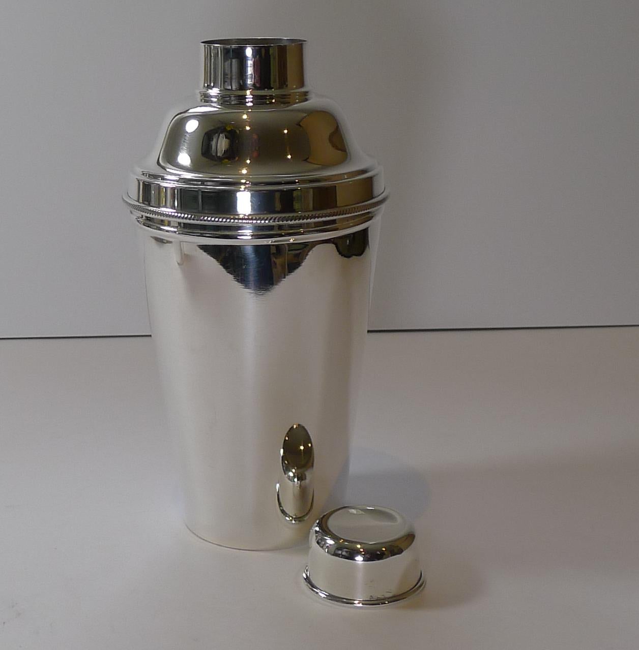 Large Silver Plated Cocktail Shaker With Integral Lemon Squeezer 2