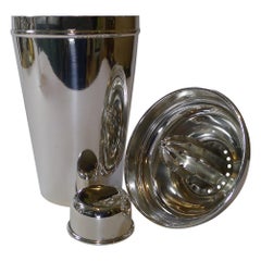 Large Silver Plated Cocktail Shaker With Integral Lemon Squeezer