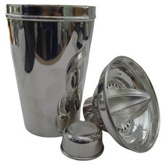 Vintage Large Silver Plated Cocktail Shaker With Integral Lemon Squeezer