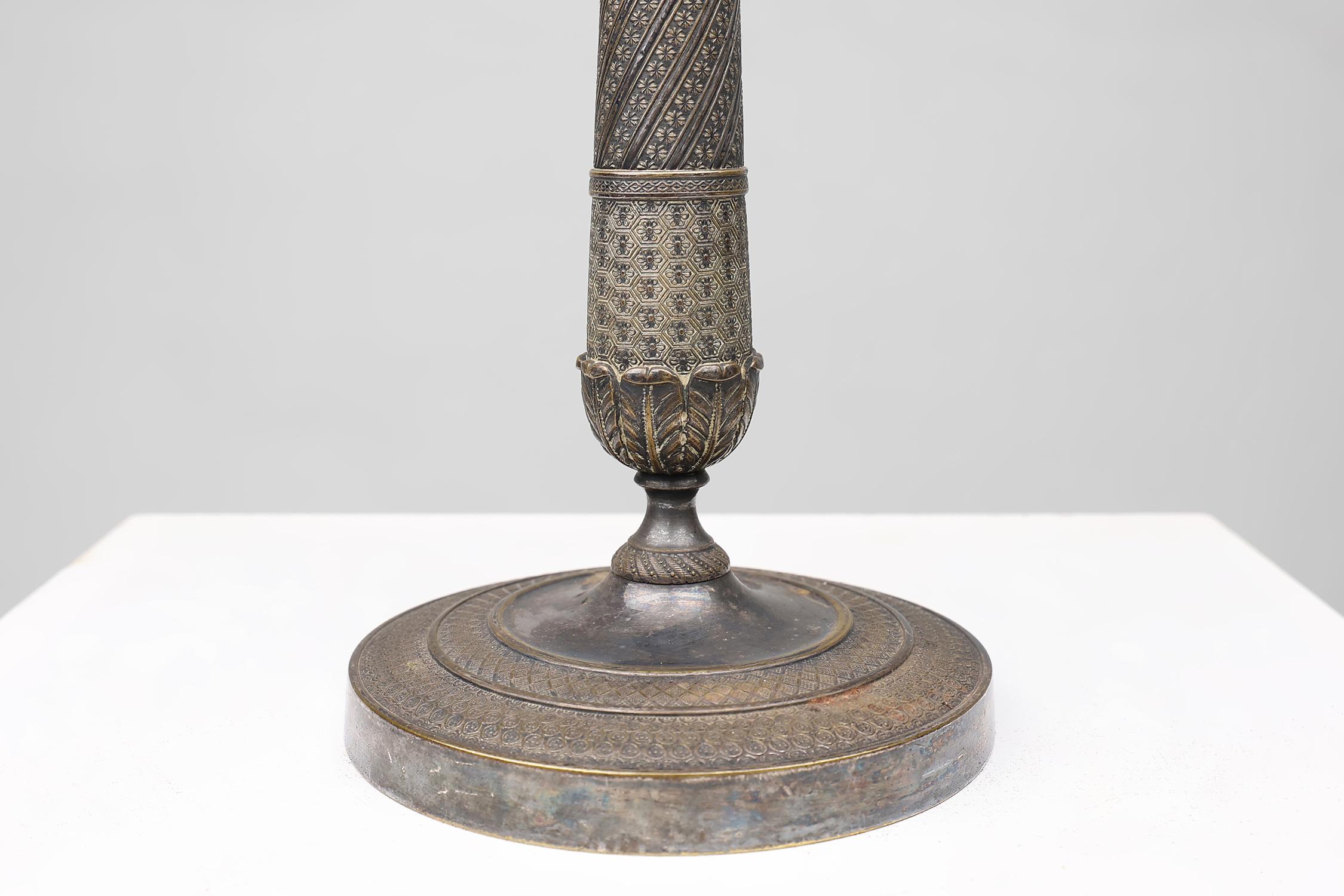 Placcato argento Grande candeliere in rame argentato, Francia ca. 1900 in vendita