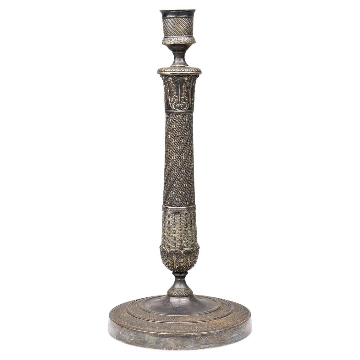 Großer versilberter Kupfer-Kerzenständer, Frankreich um 1900