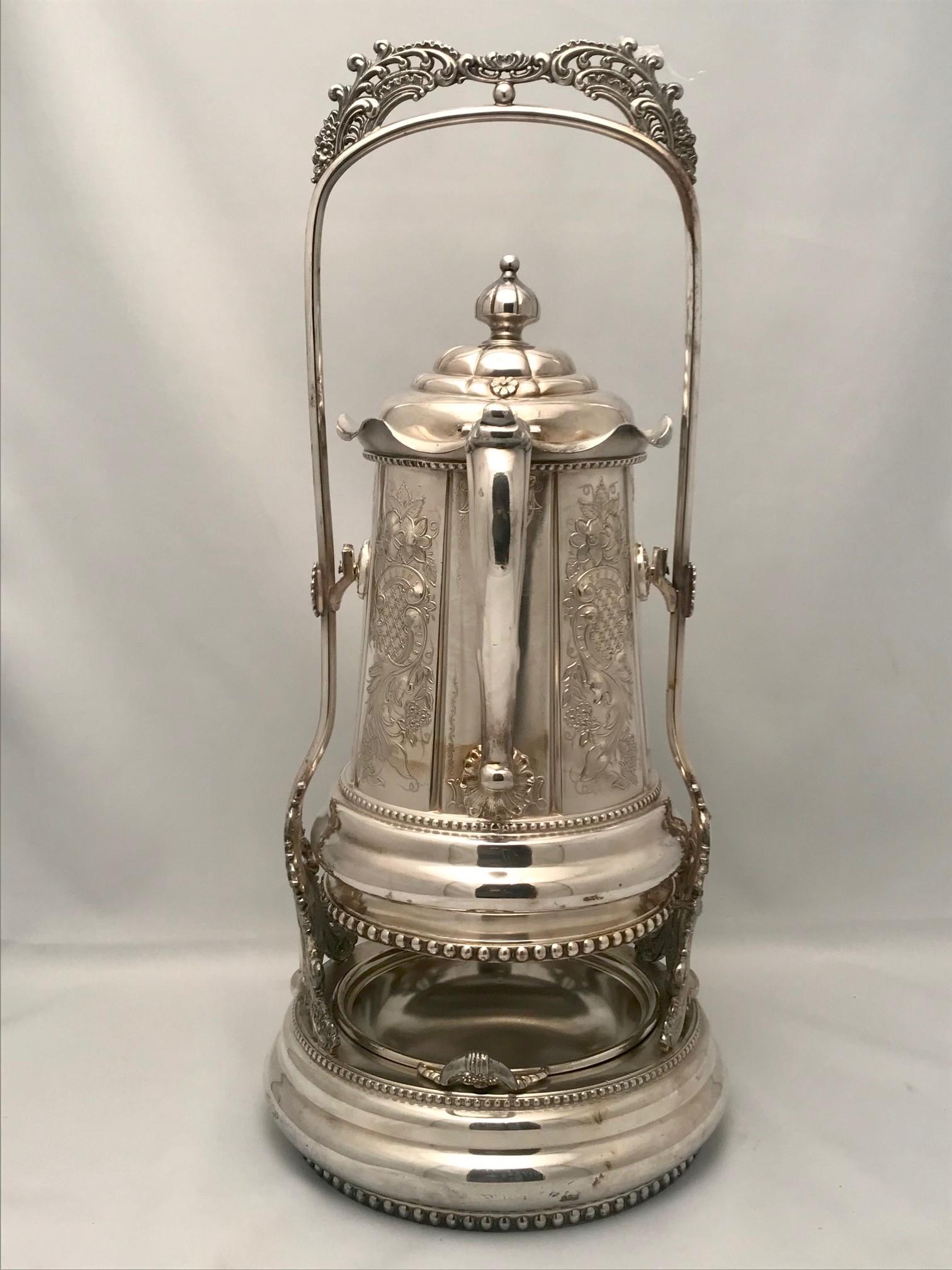Canadian Large Silver Plated Covered Thermal Lemonade/Water Jug For Sale