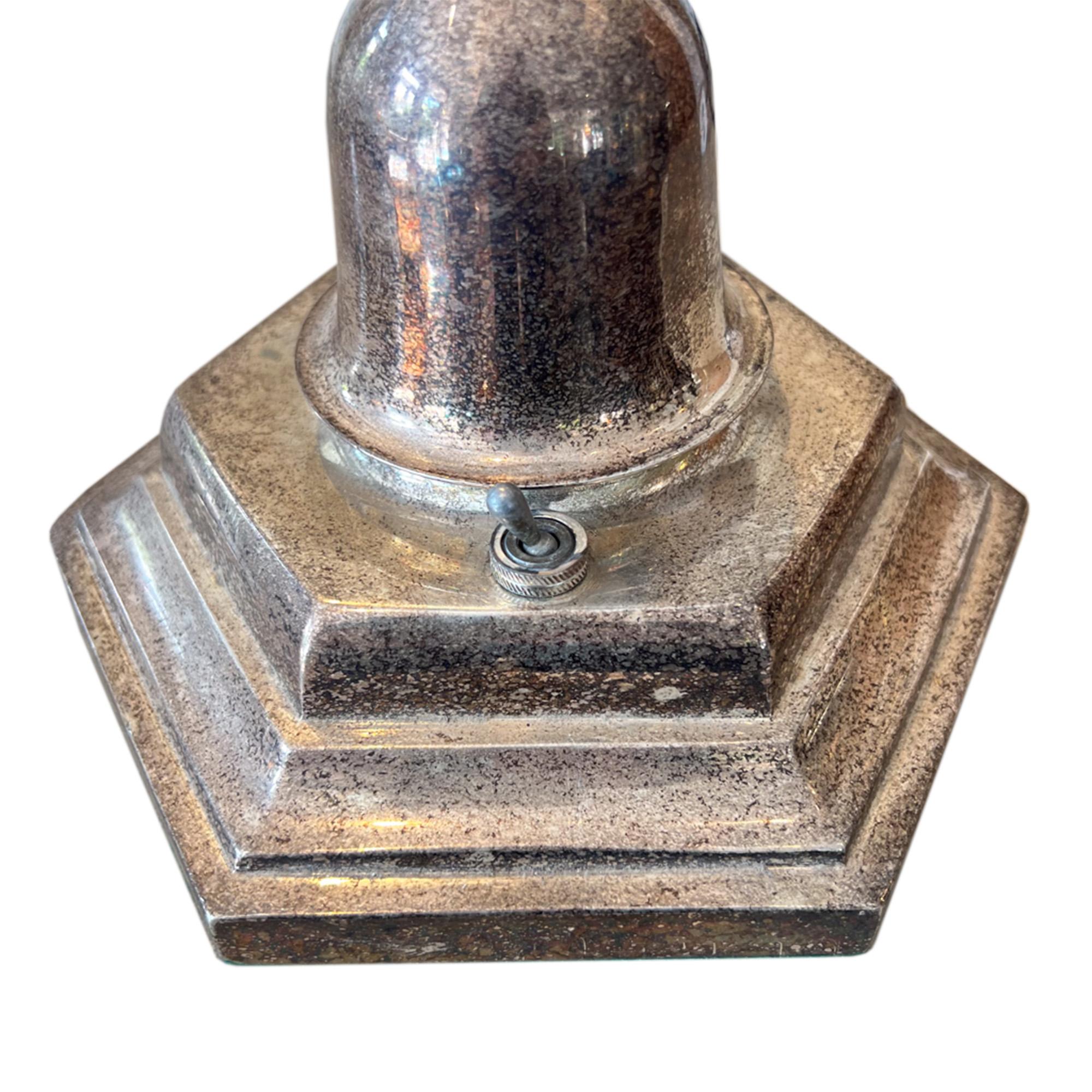 Large Silver Plated English 'Candlestick' Table Lamp In Good Condition For Sale In London, GB