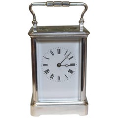 Large Silver Plated French Carriage Clock