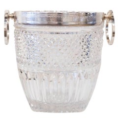 Antique Large Silver Plated Glass Ice Bucket, circa 1890