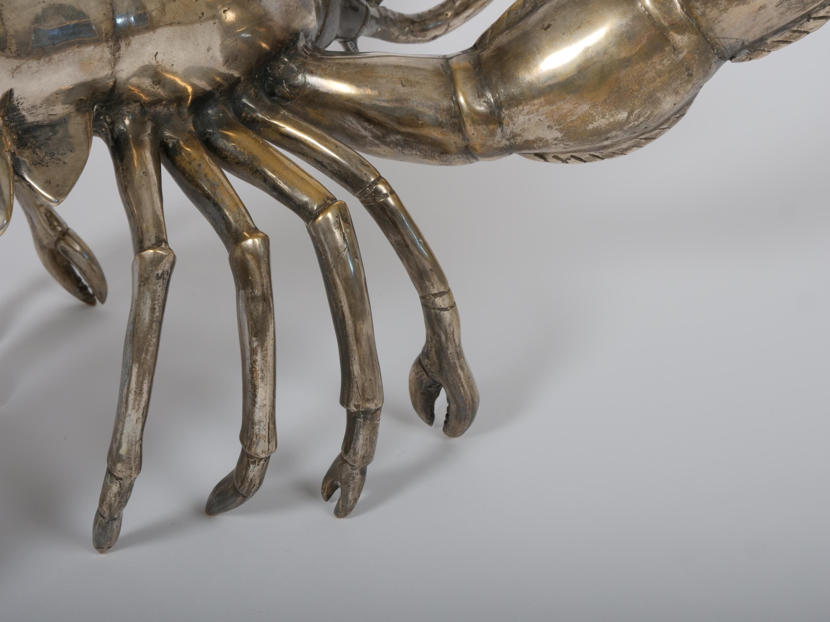 Large Silver plated lobster sculpture 3