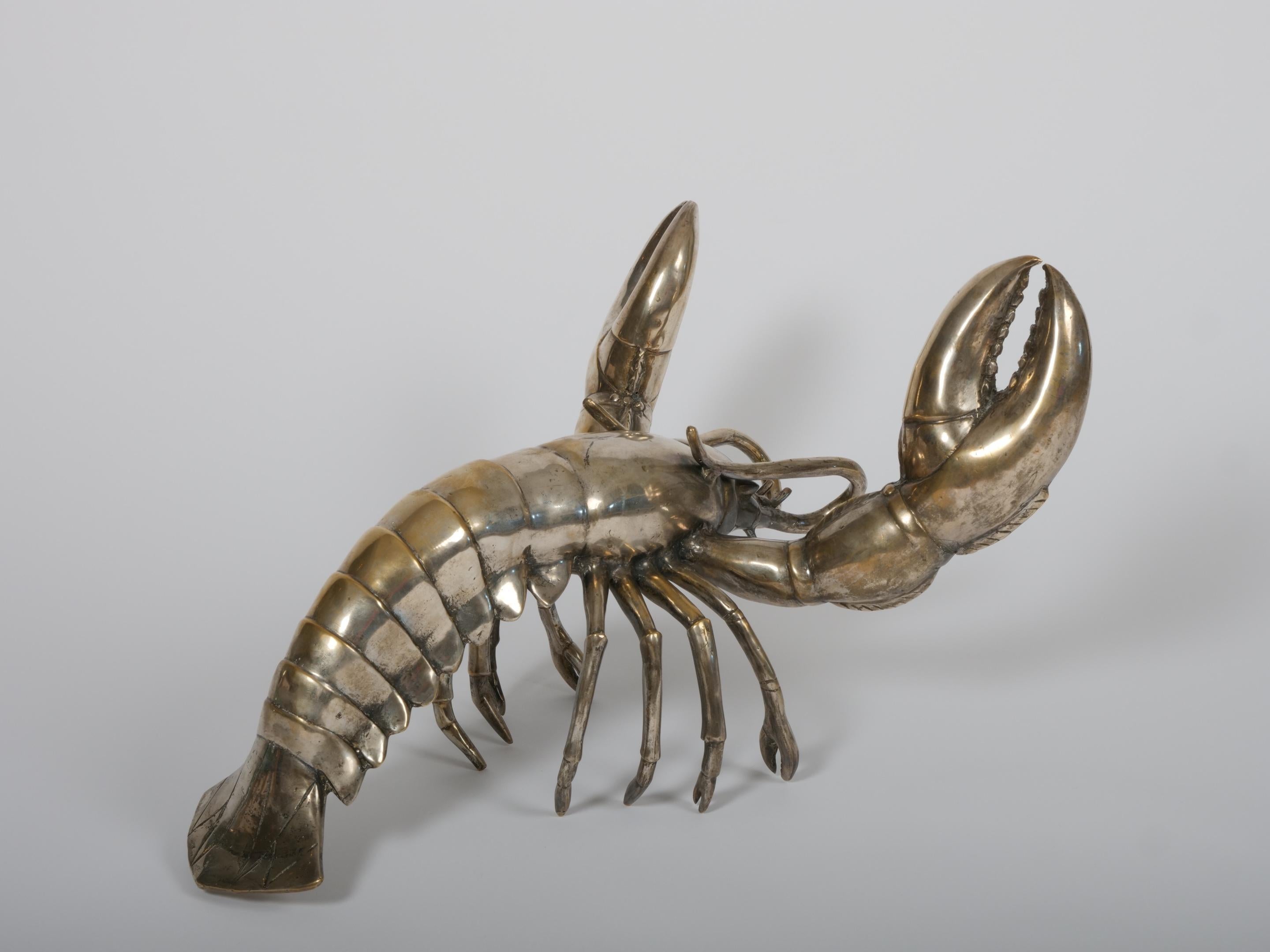 Large Silver plated lobster sculpture In Good Condition In London, GB