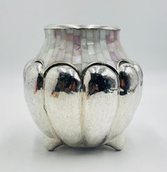 Grande vaso in argento e madreperla di Los Castillo, Taxco Mexico, anni '60