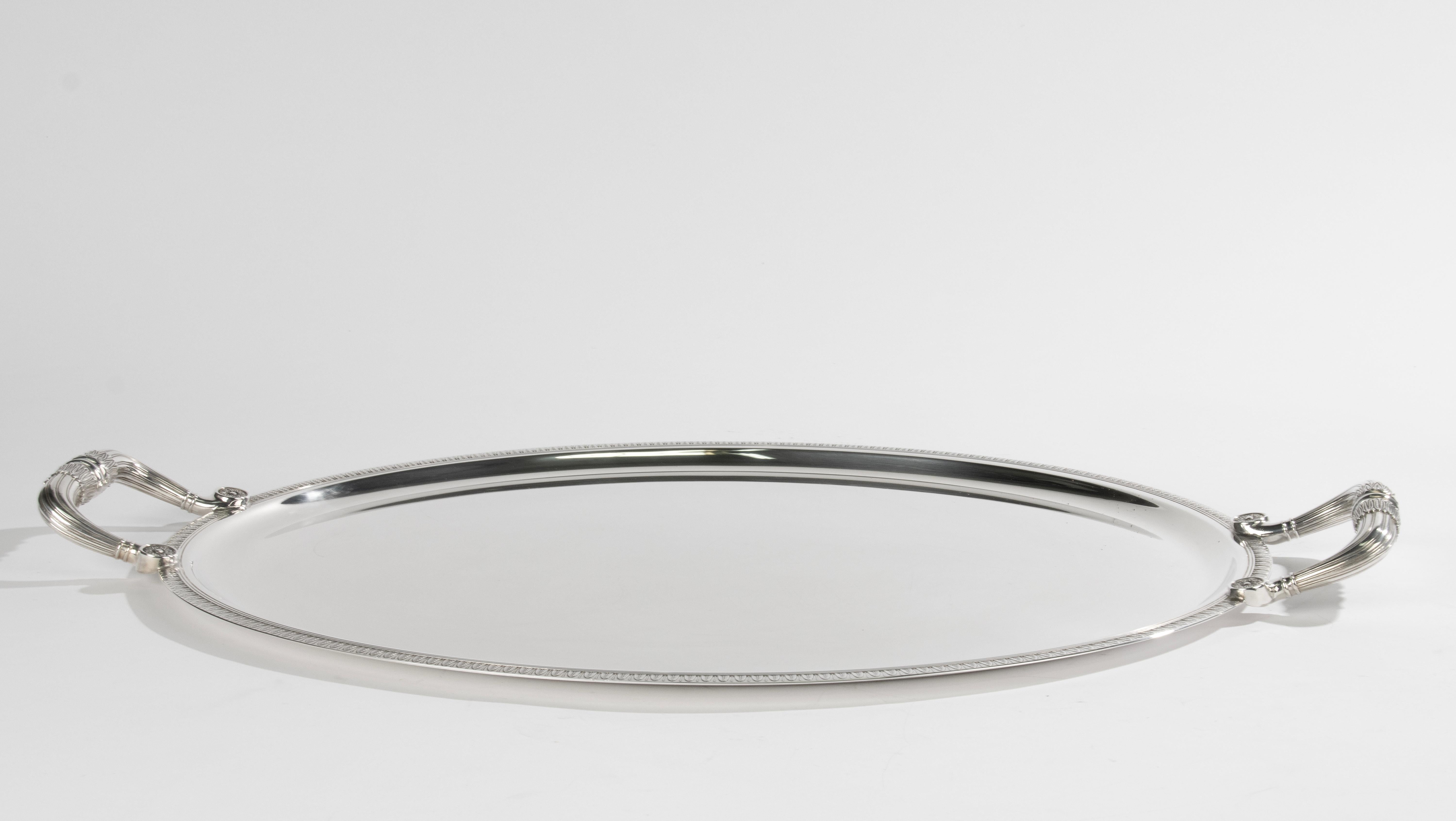 Empire Large Silver Plated Serving Tray - Christofle - Malmaison