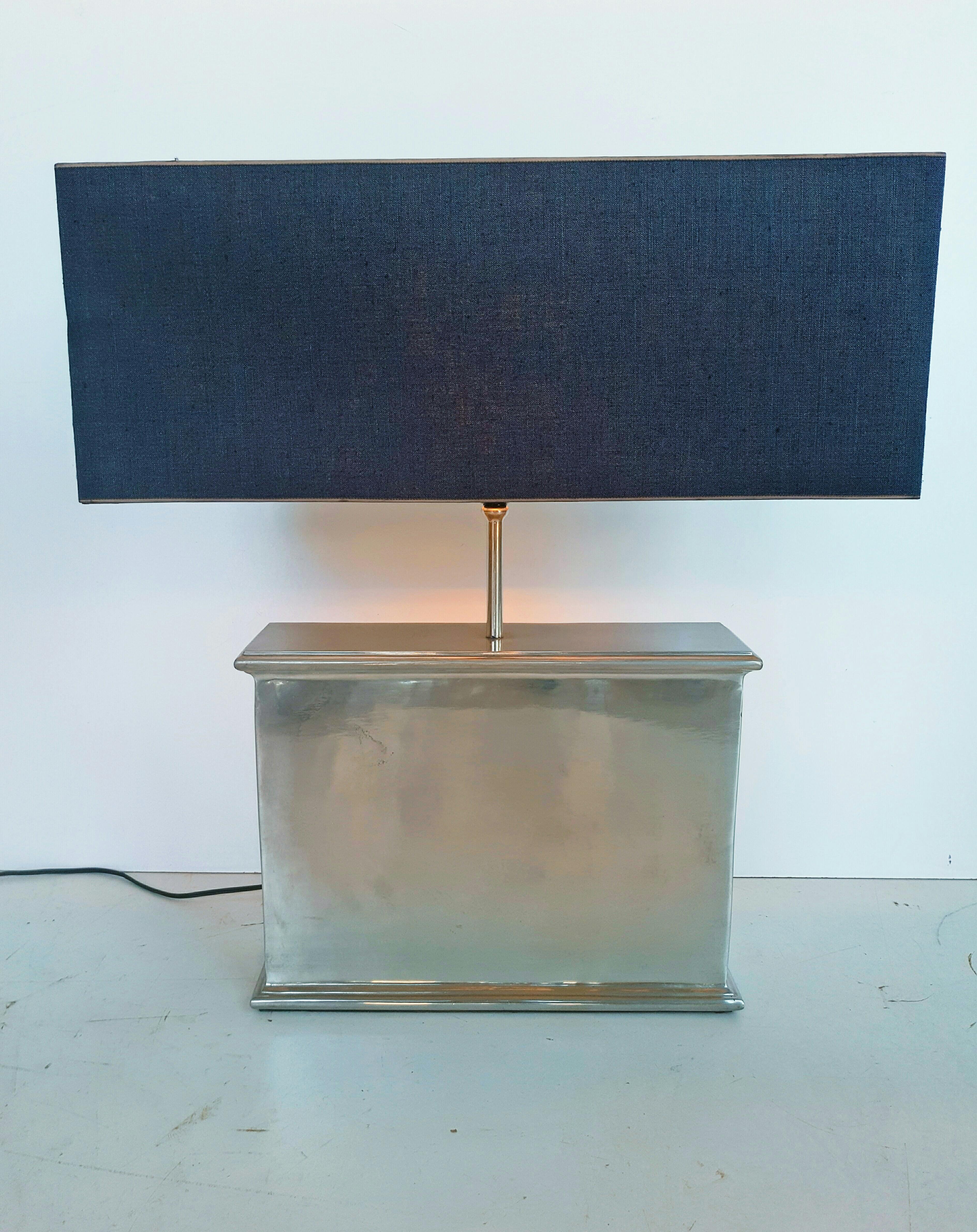 Large Silver Plated Table Lamp by CH Collection, Italy, circa 1970 In Good Condition In L'Escala, ES