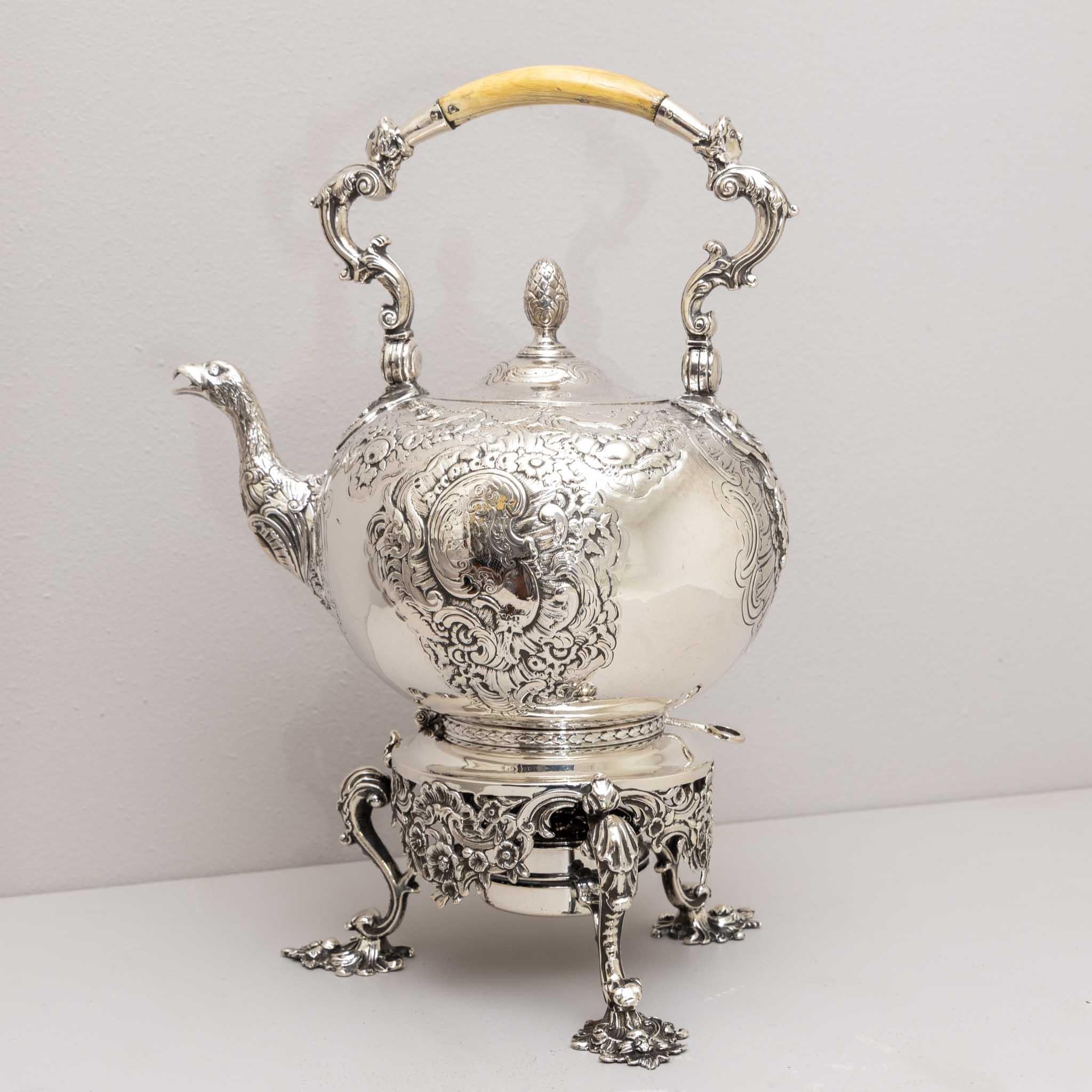 Large Silver Pot with Teapot Warmer, London, 1741 / 1836 For Sale 9