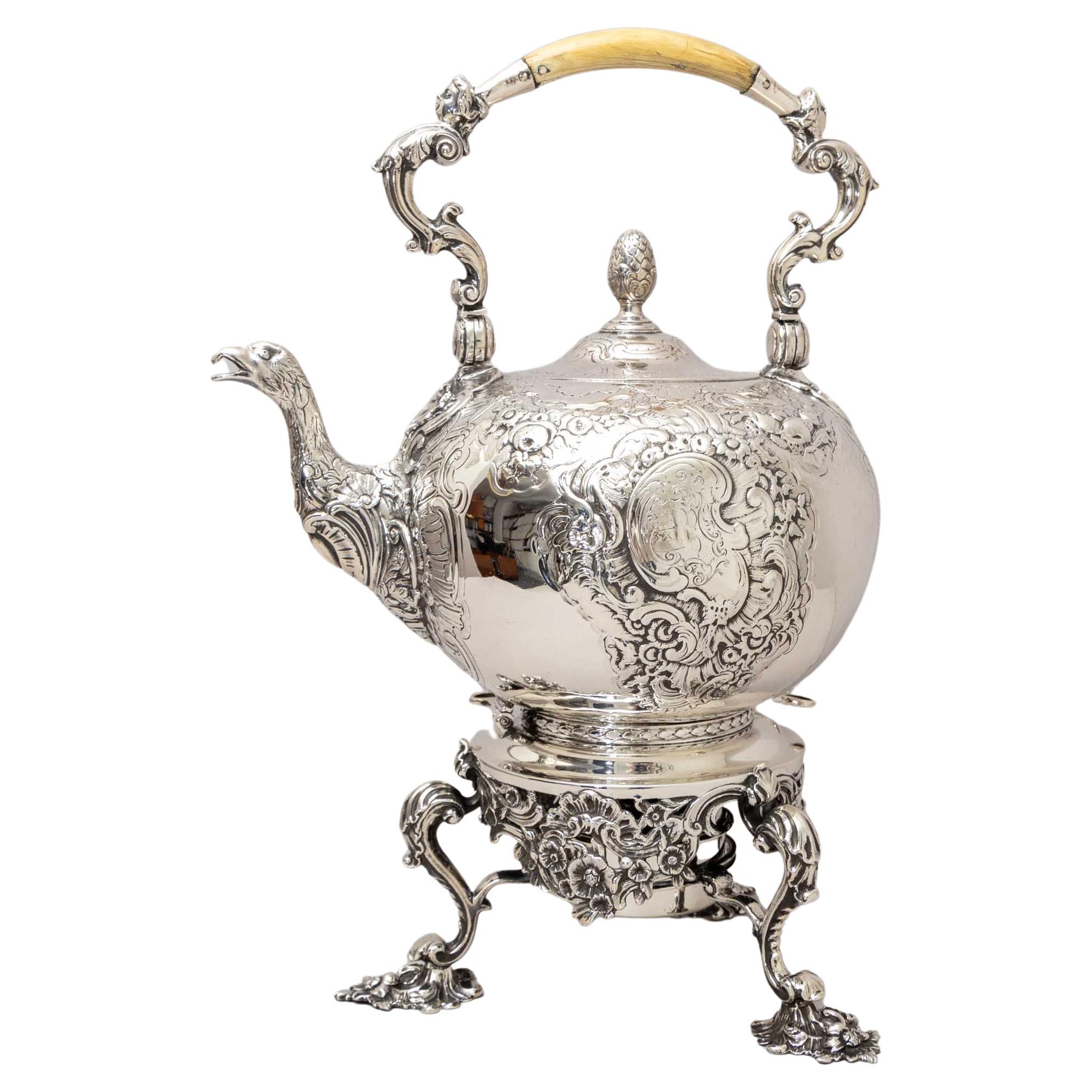 Large Silver Pot with Teapot Warmer, London, 1741 / 1836 For Sale