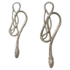 Large Silver Serpentine Earrings