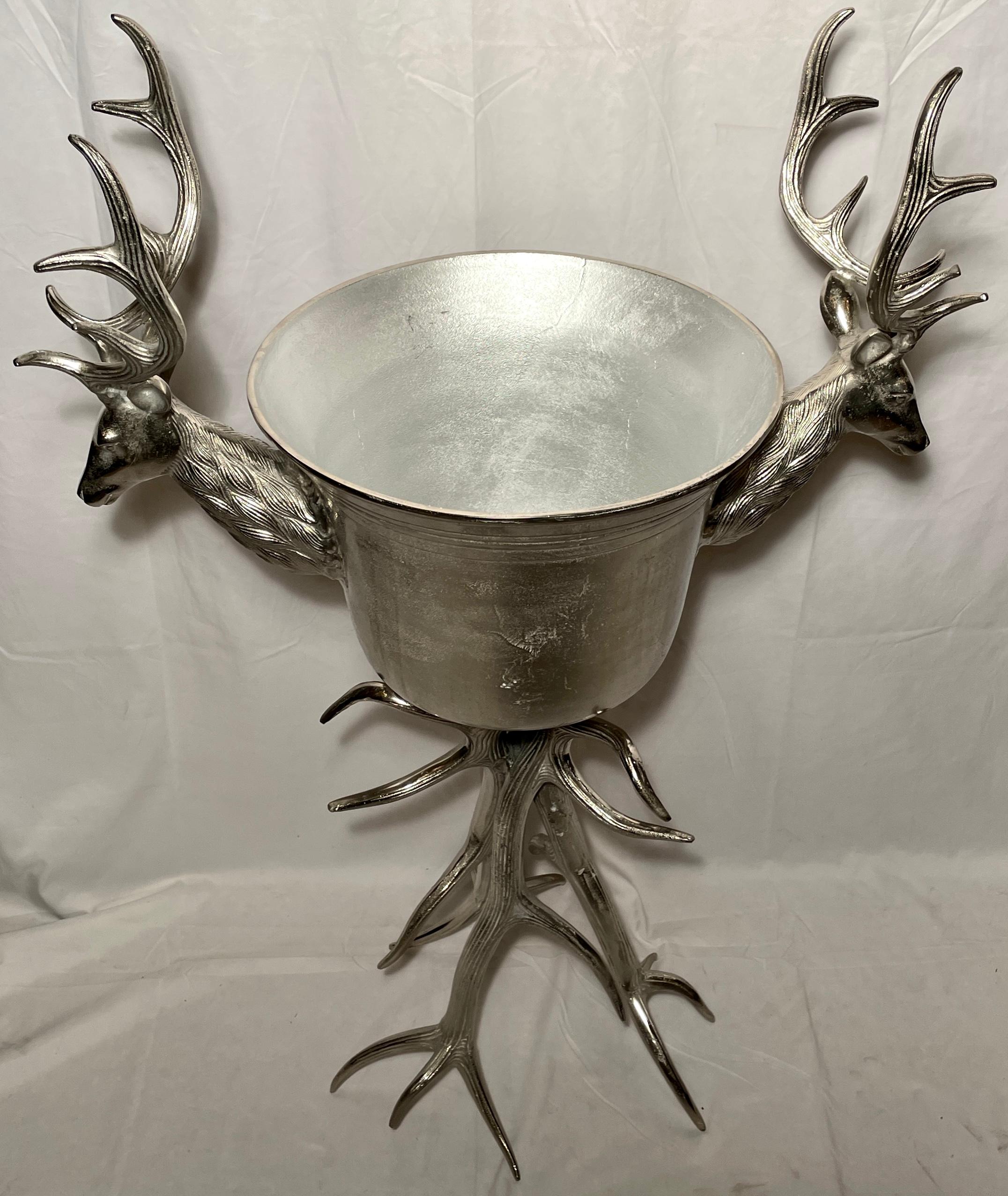 Large Silver Stag Standing Ice Bucket.