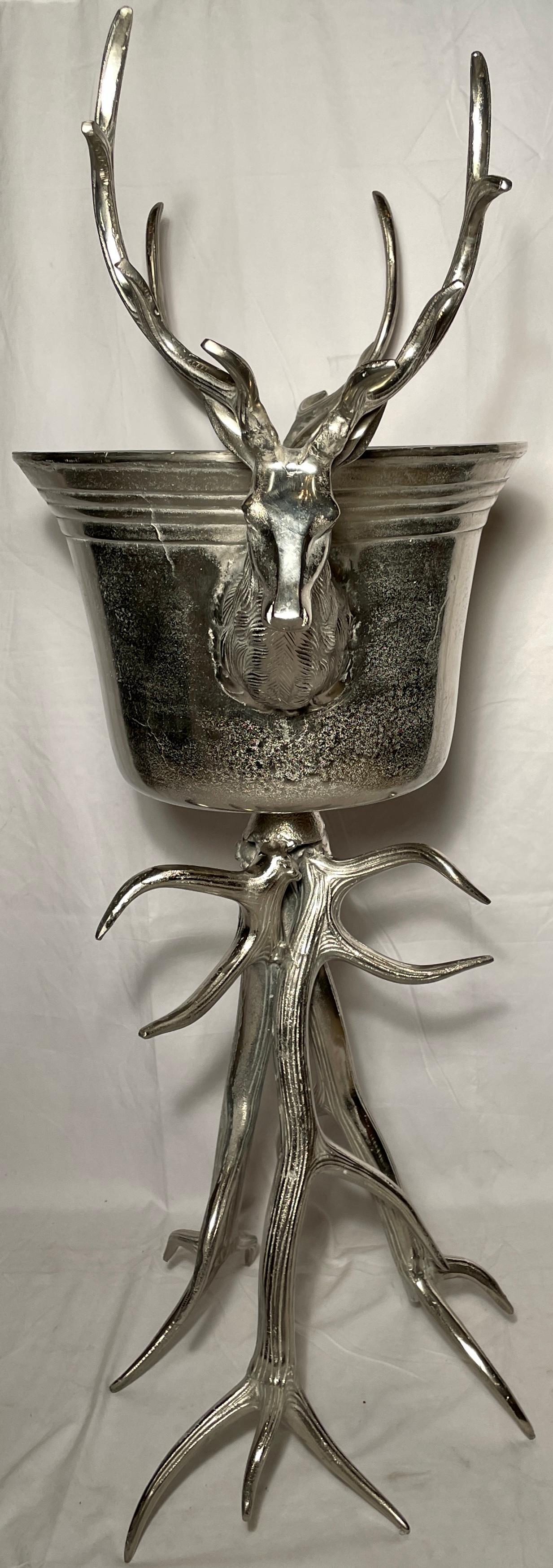 Pewter Large Silver Stag Standing Ice Bucket