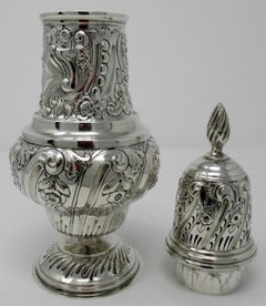 Large Silver Sugar Caster Shaker Muffineer George Nathan Ridley Hayes 1903 14ozs