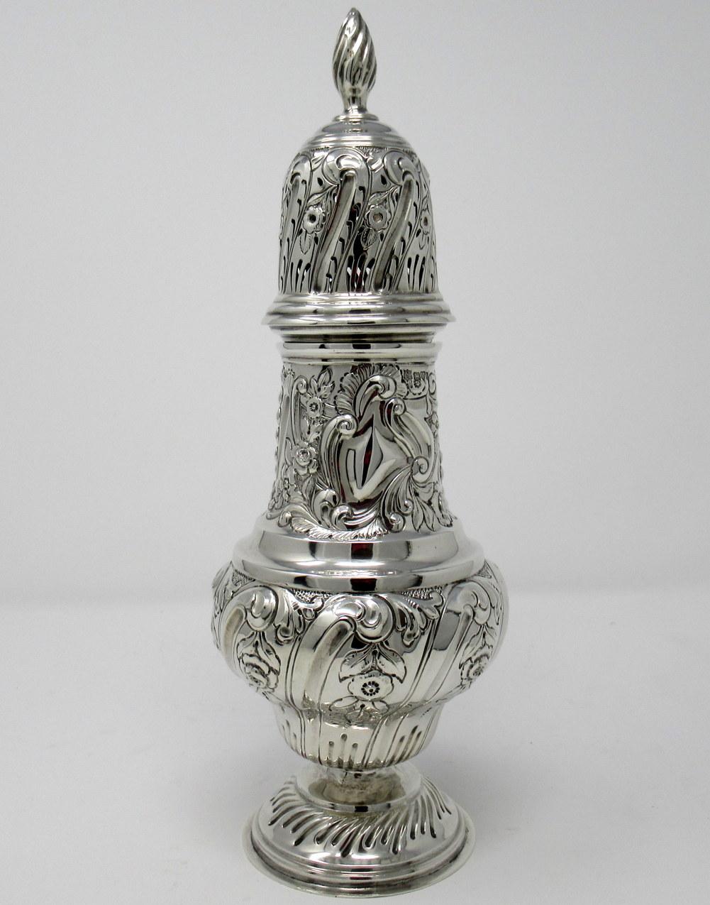 Rococo Large Silver Sugar Caster Shaker Muffineer George Nathan Ridley Hayes 1903 14ozs