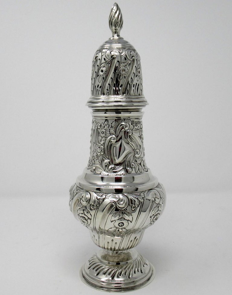 Large Silver Sugar Caster Shaker Muffineer Nathan Ridley Hayes