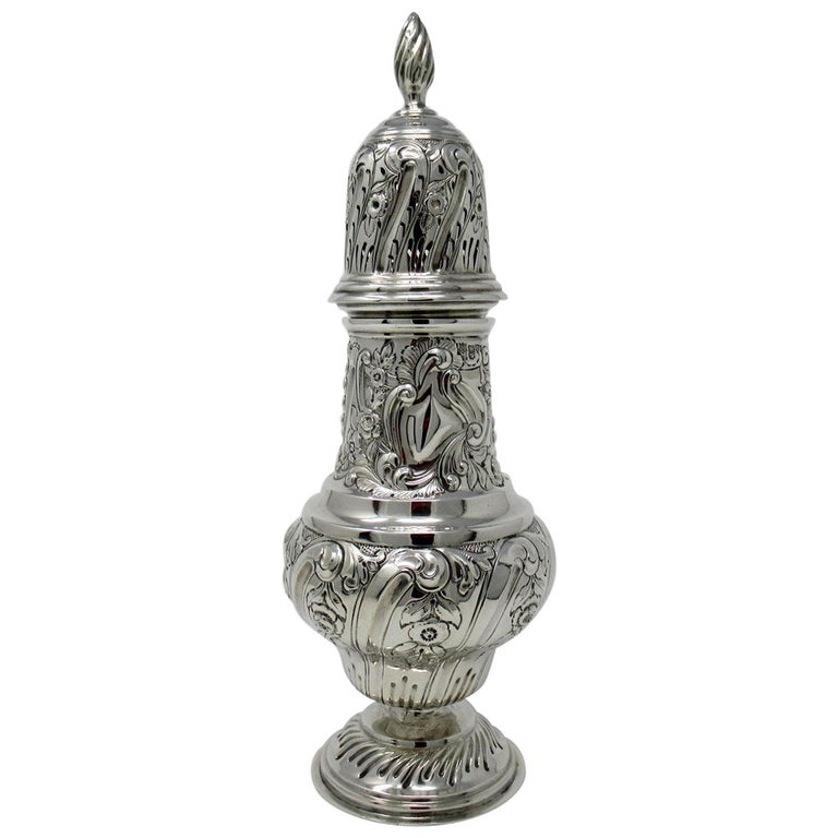 Large Silver Sugar Caster Shaker Muffineer Nathan Ridley Hayes